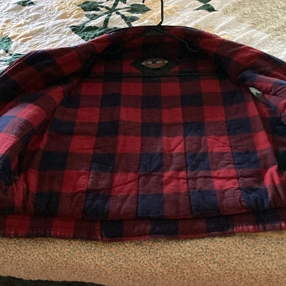 Eagles Ridge Outfitters mens 1X canvas gray vest, red black flannel lining - Picture 4 of 10